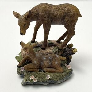 Deer Resin Statue For And Fawn Baby Figure Woodland Animal Figurine Country 6.5"